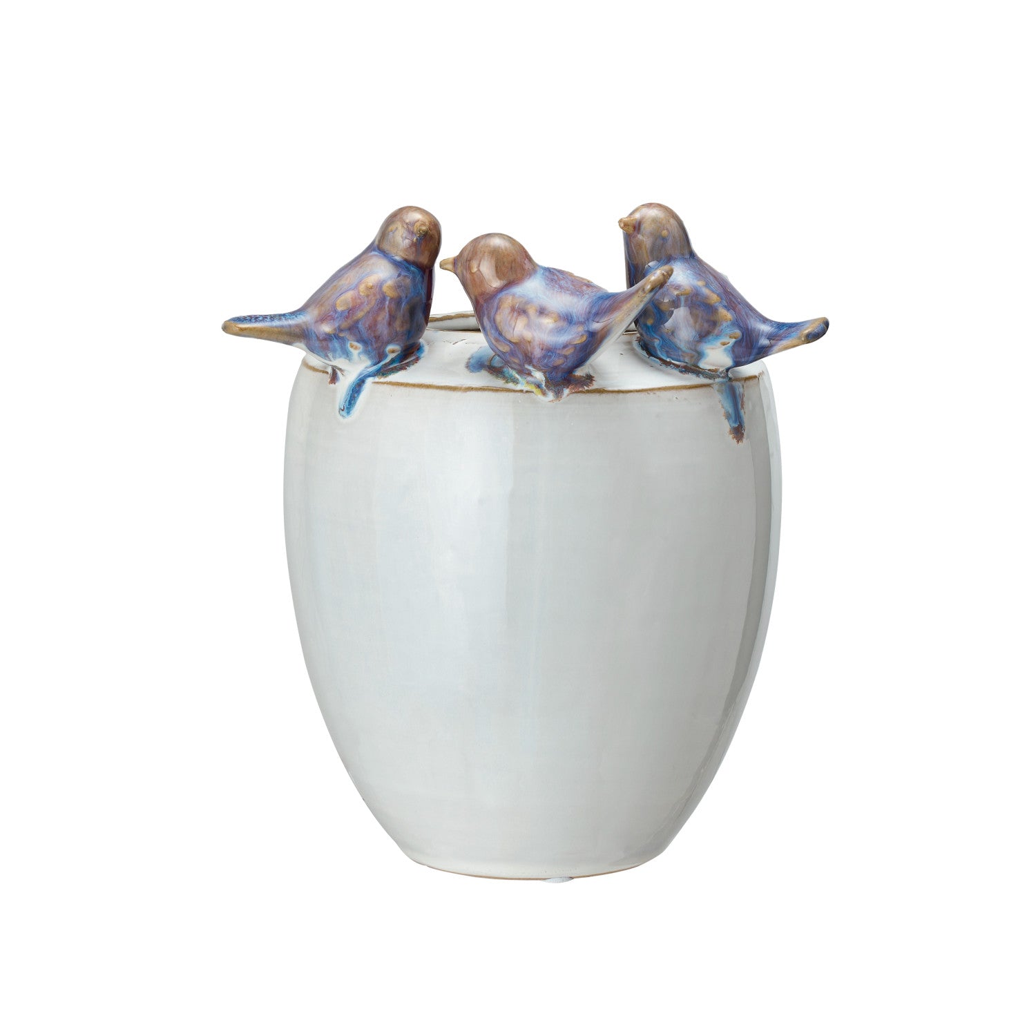 Stoneware Planter/Vase with Blue Birds
