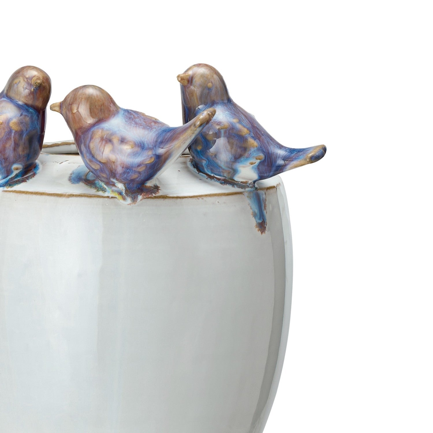 Stoneware Planter/Vase with Blue Birds
