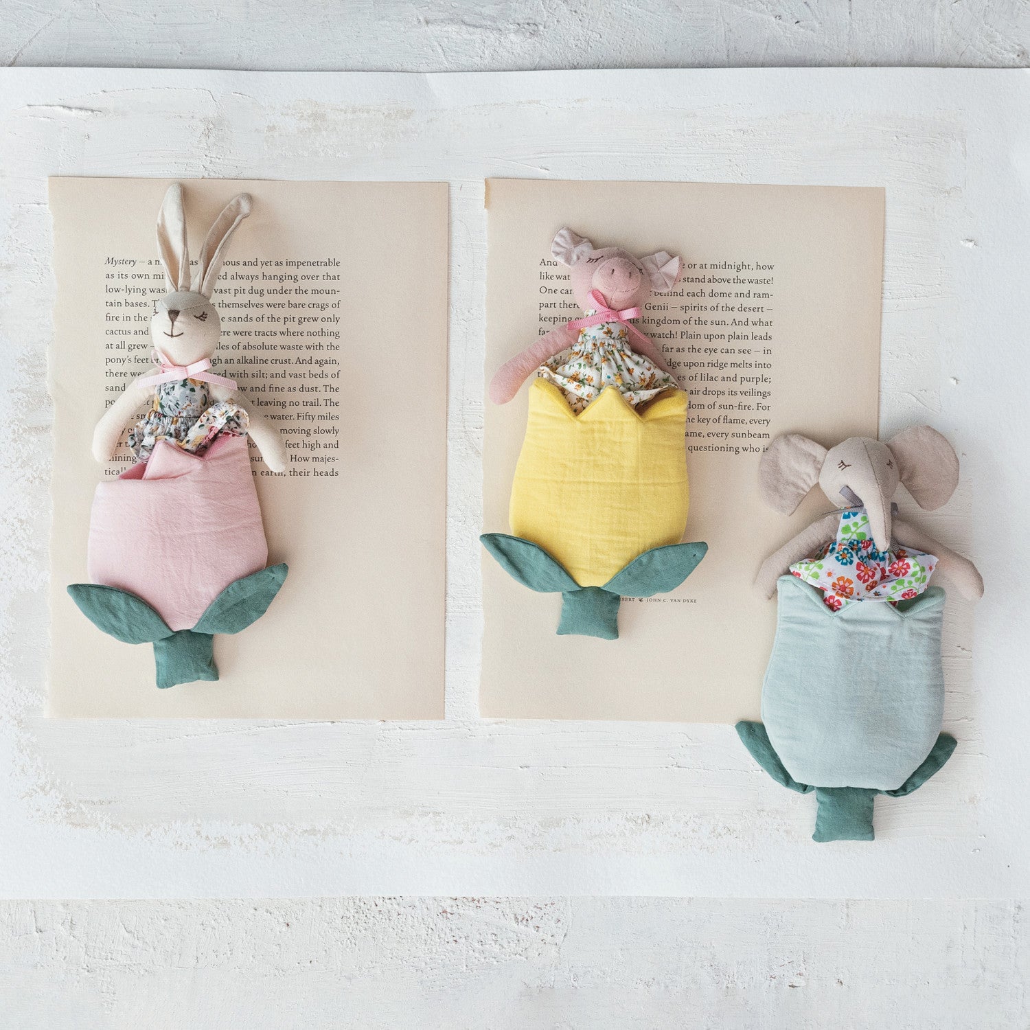 Plush Animal with Flower Shaped Pocket