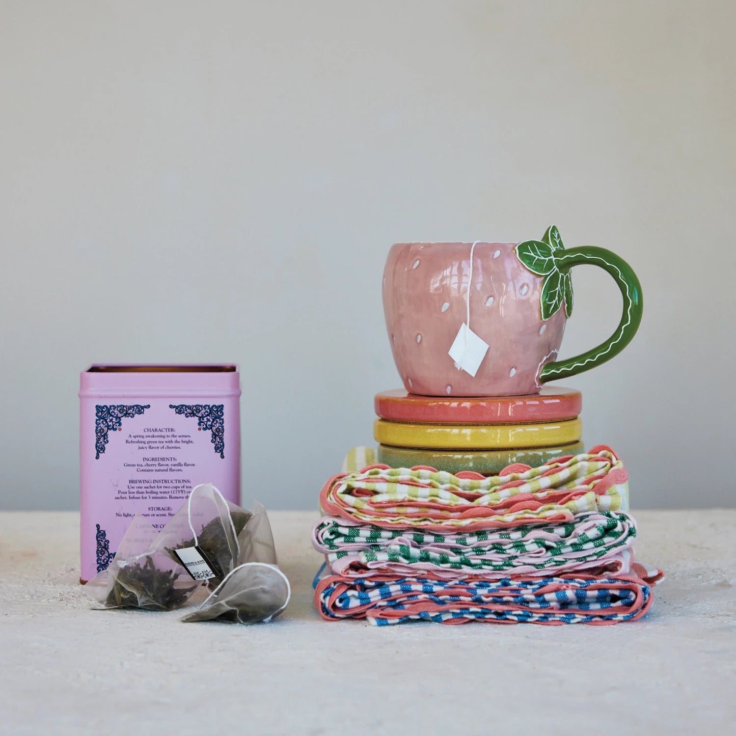 Hand-Painted Stoneware Strawberry Shaped Mug