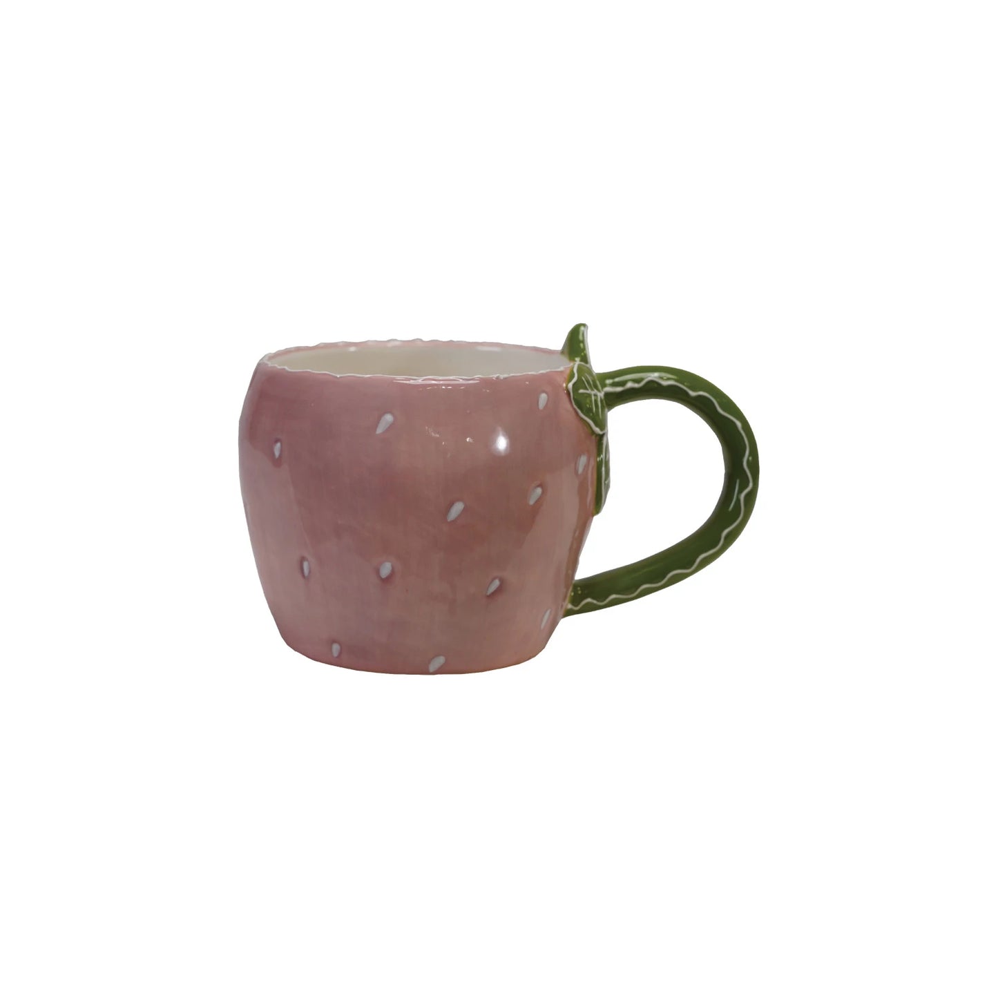 Hand-Painted Stoneware Strawberry Shaped Mug