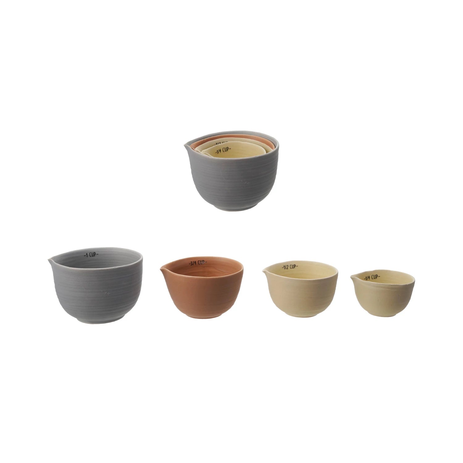 Stoneware Measuring Cups, Matte Finish,