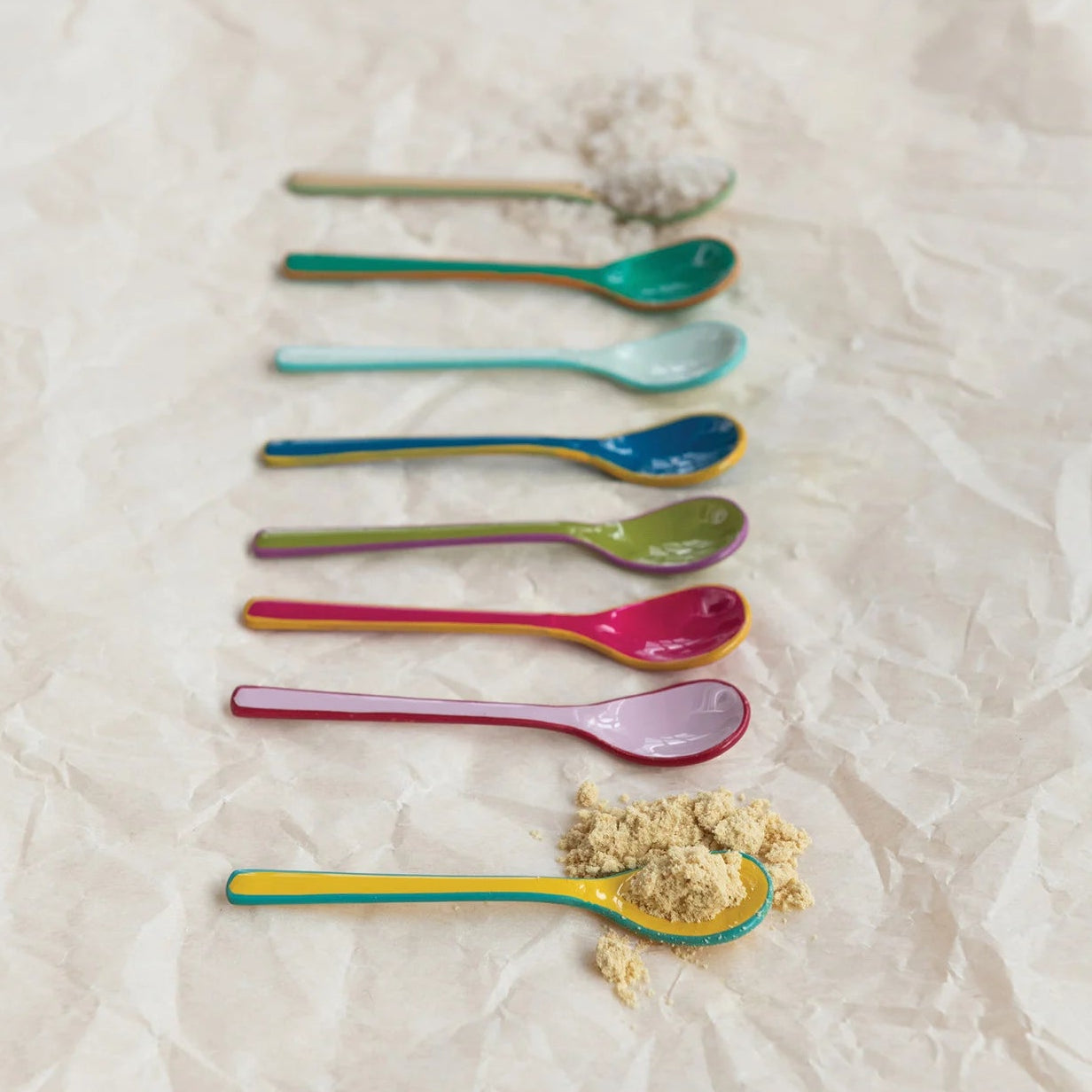 Enameled Stainless Steel Salt Spoon with Colored Edge