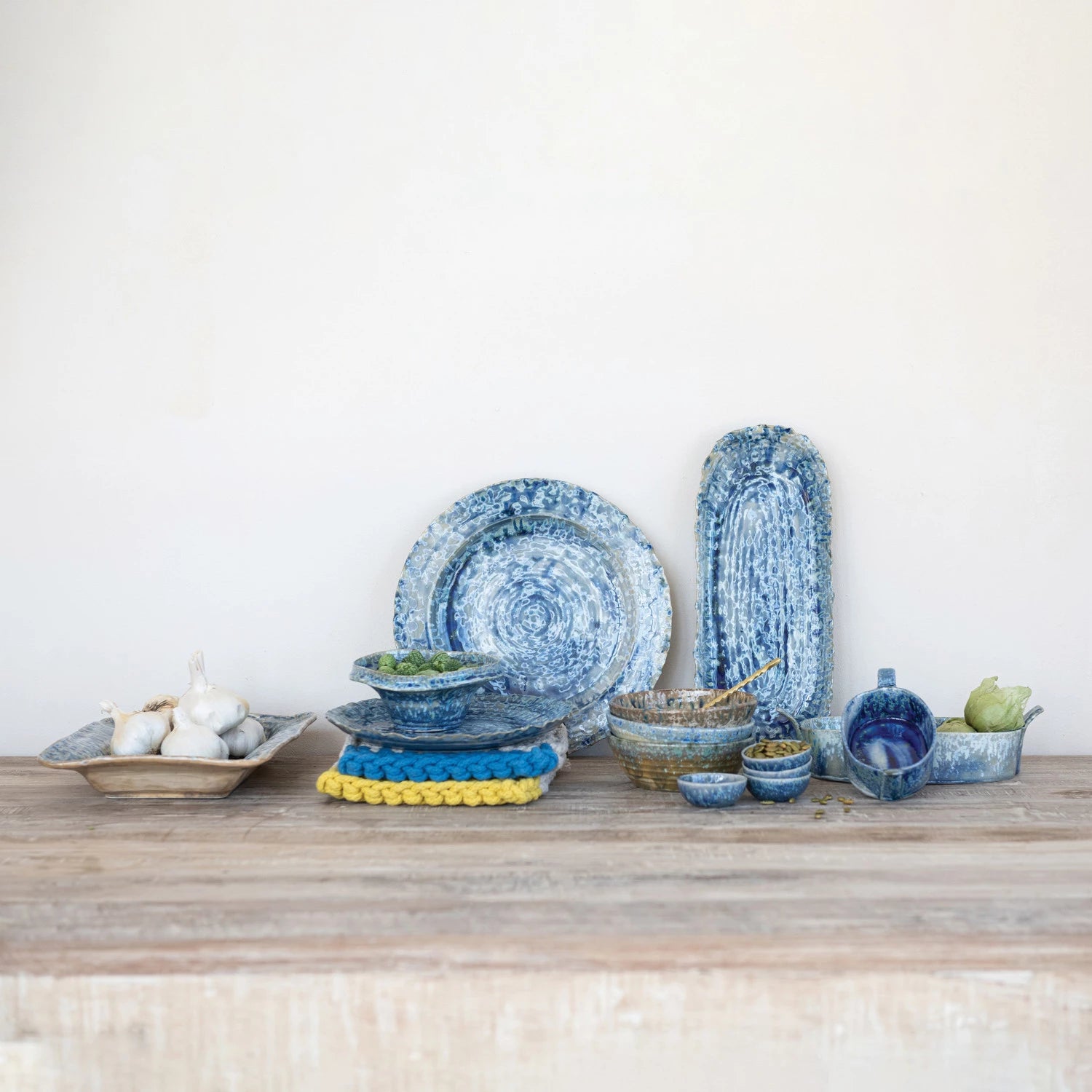 Blue Stoneware Serving Dish