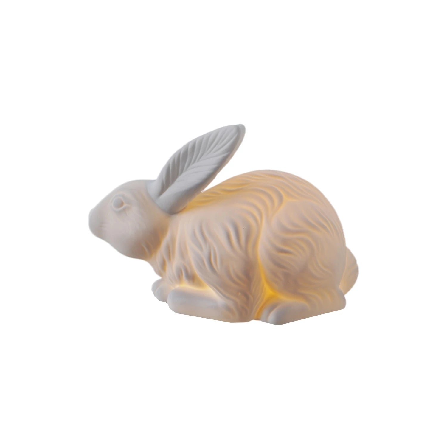 Stoneware Rabbit Shaped Lamp with Inline Switch, Bisque White