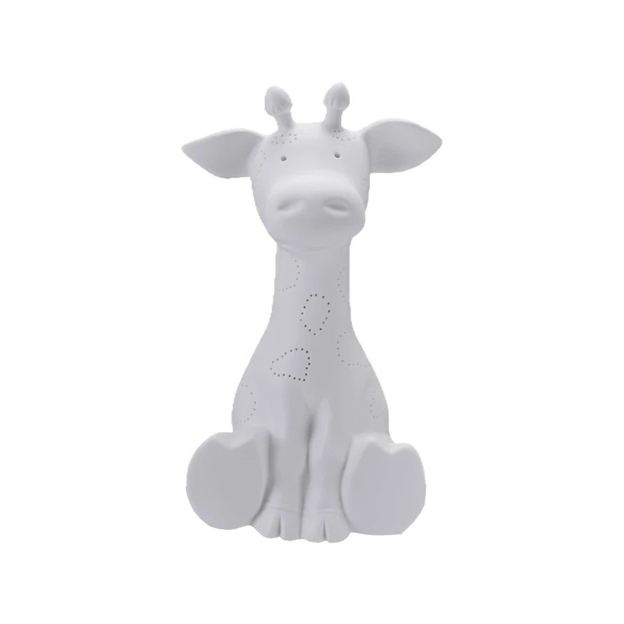 Stoneware Giraffe Shaped Lamp with Cut-Outs & Inline Switch