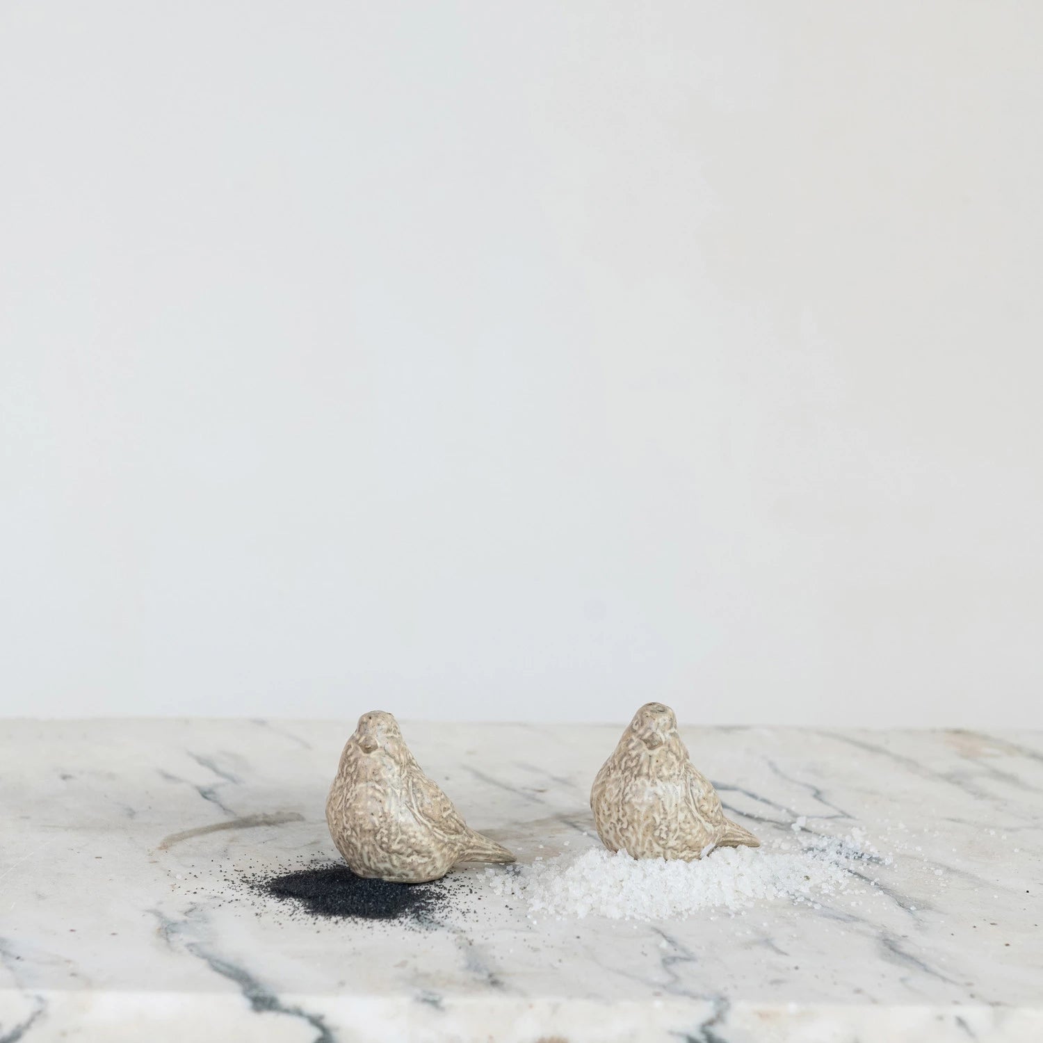 Debossed Stoneware Bird Salt & Pepper Shakers