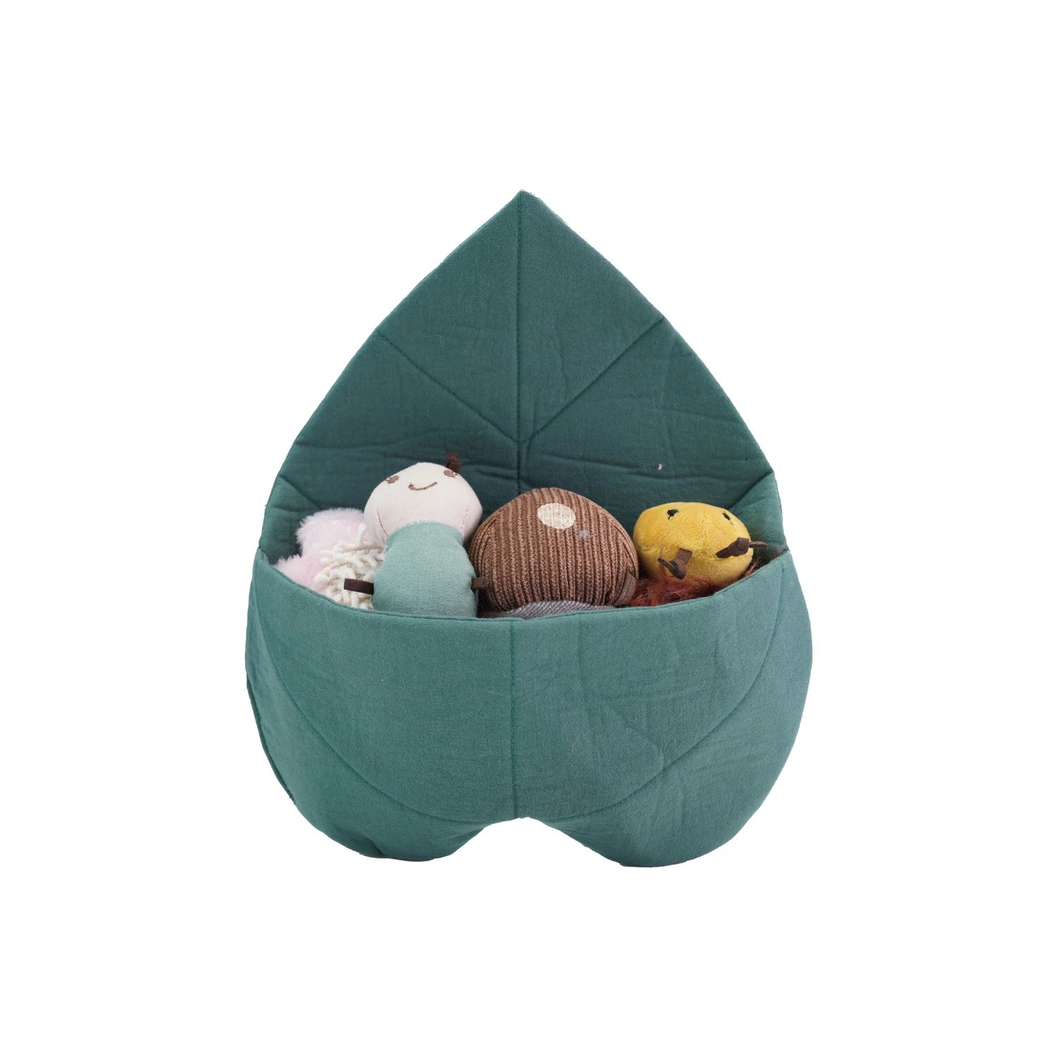 Fabric Leaf Pocket with Flower, Caterpillar, Bee, Mushroom