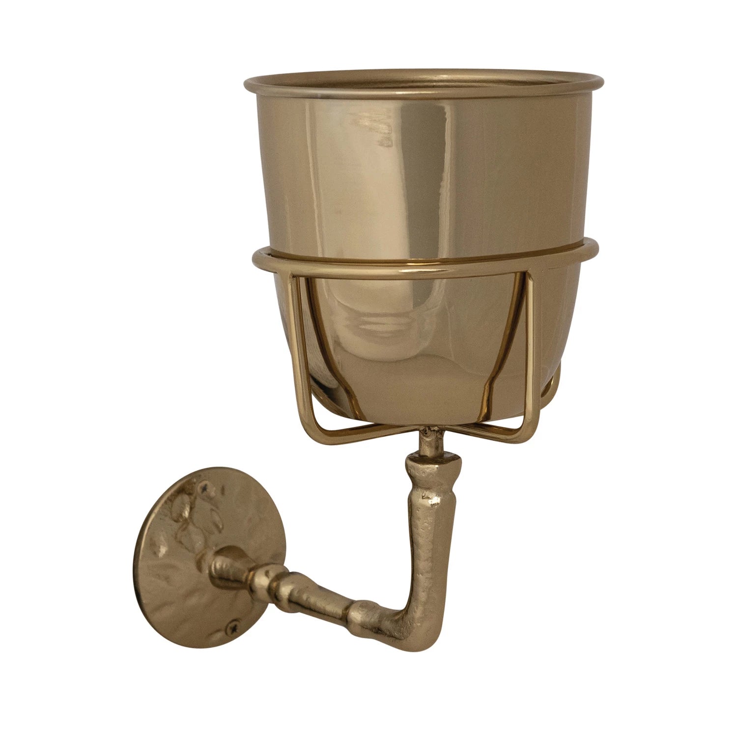Stainless Steel & Aluminum Wall Bracket with Container, Gold Finish