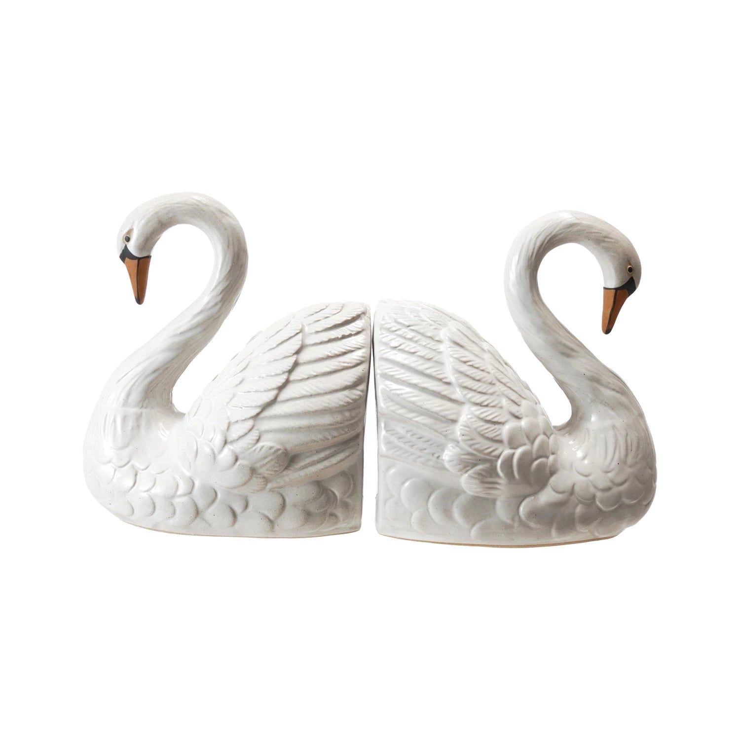 Stoneware Swan Shaped Bookends, Set of 2