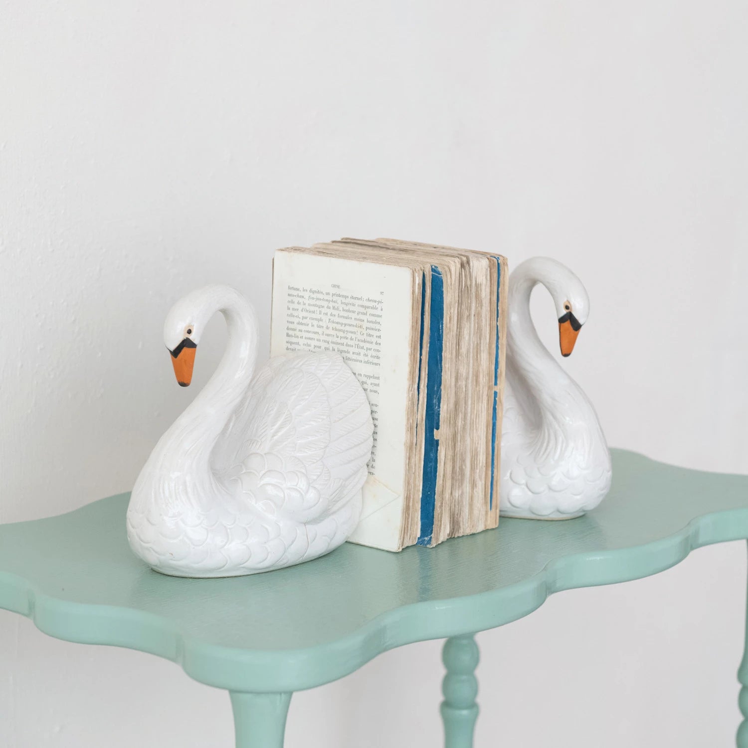 Stoneware Swan Shaped Bookends, Set of 2