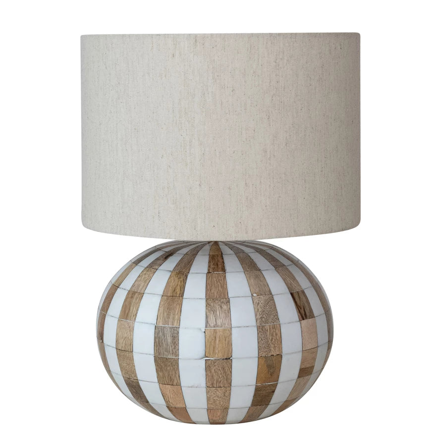 Striped Table Lamp with Cotton Blend Shade