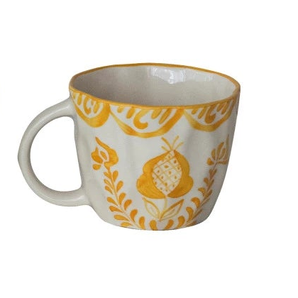Organic Shaped Mug with Botanical Design