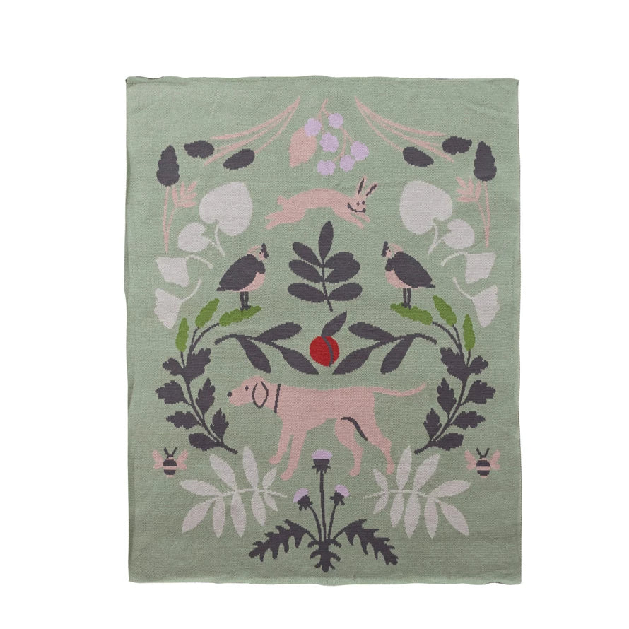 Animals & Botanicals Knit Baby Blanket