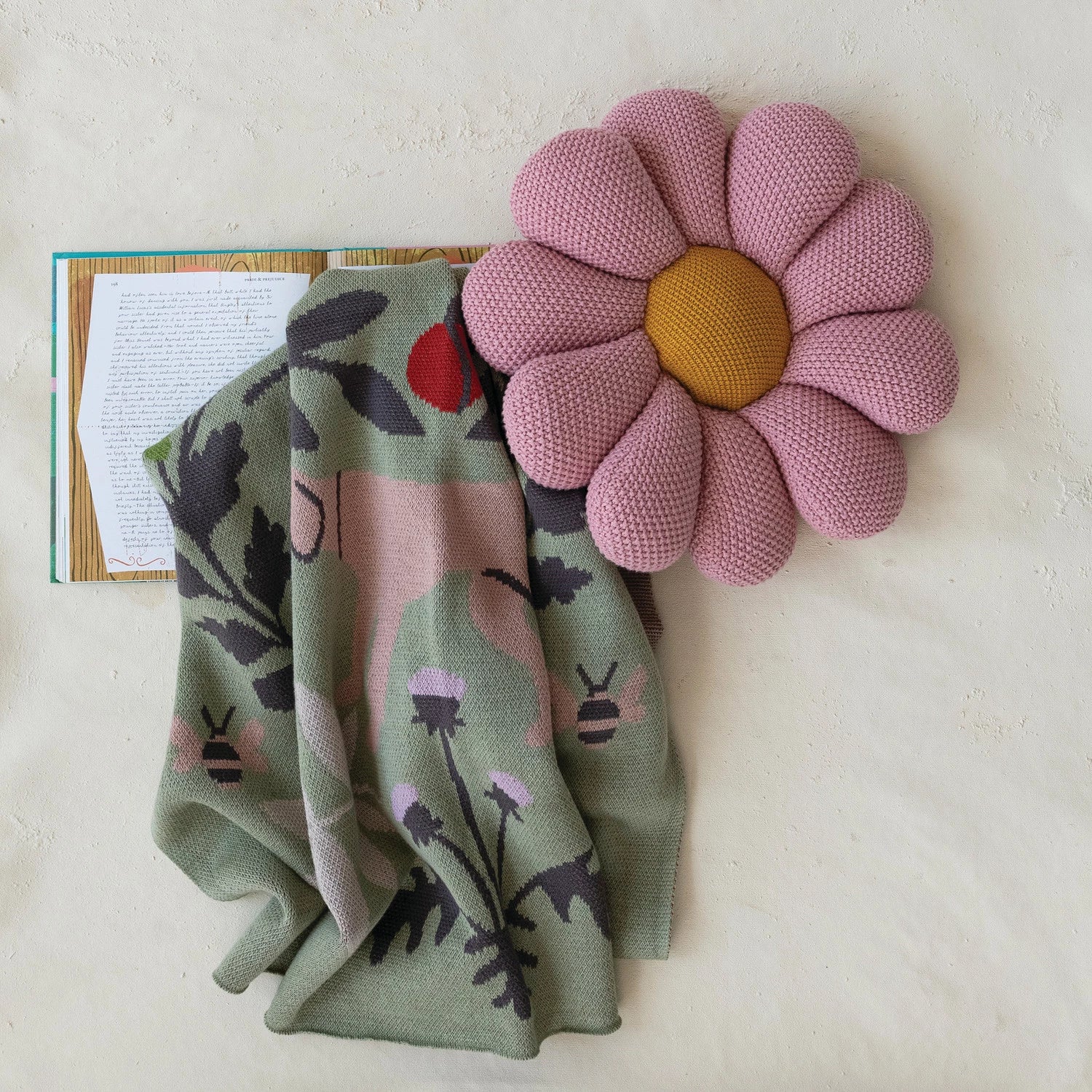 Animals & Botanicals Knit Baby Blanket