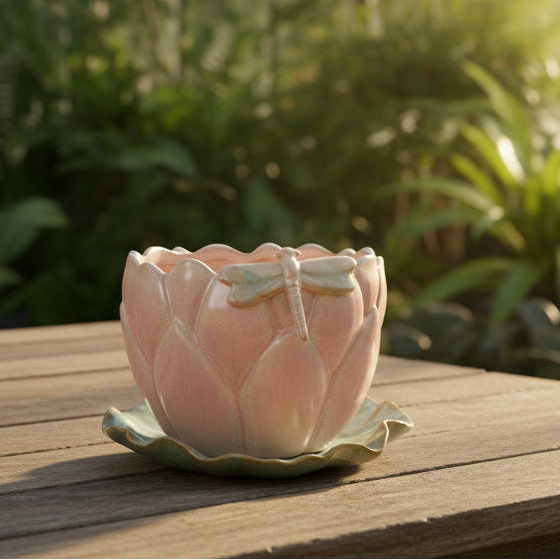 Flower Shaped Planter & Saucer