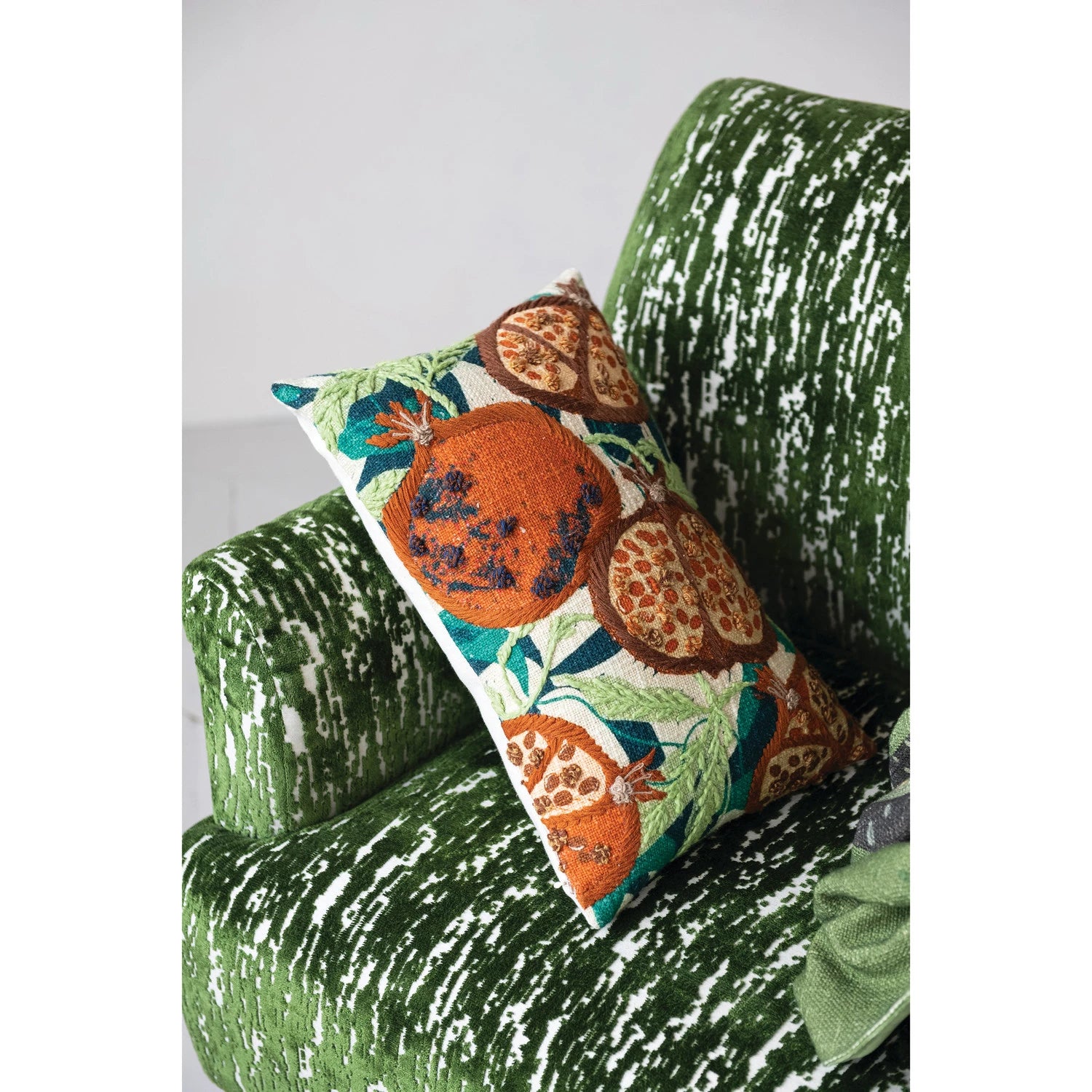 Pomegranates Embroidery & French Knots Lumbar Pillow