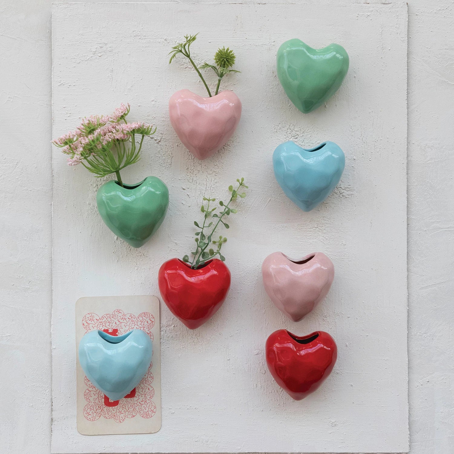 Stoneware Heart Organic Shaped Mini Vase with Magnet