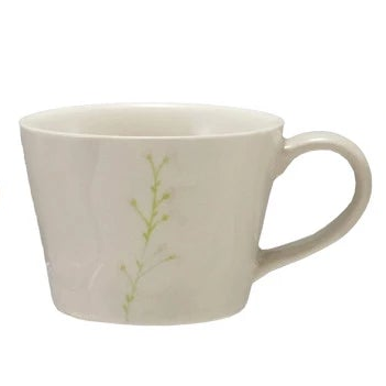 Debossed Stoneware Mug with Botanicals
