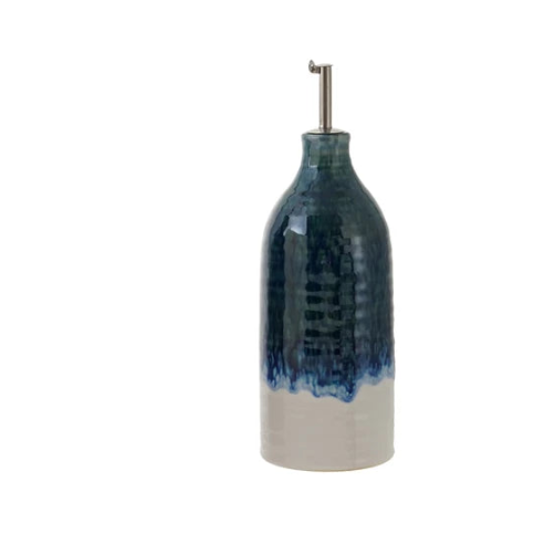 Stoneware Oil Cruet with Stainless Steel Spout
