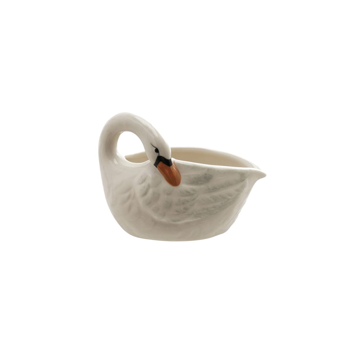 Hand-Painted Stoneware Swan Shaped Creamer