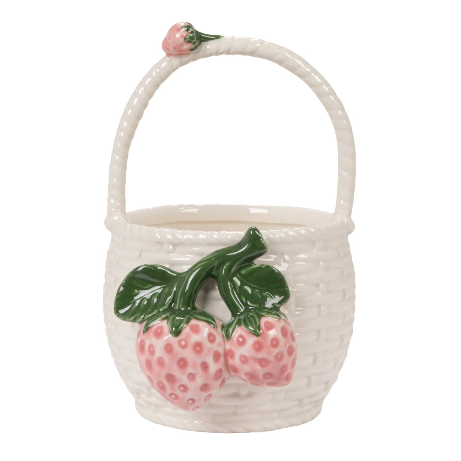 Basket Shaped Container with 3D Strawberries & Handle