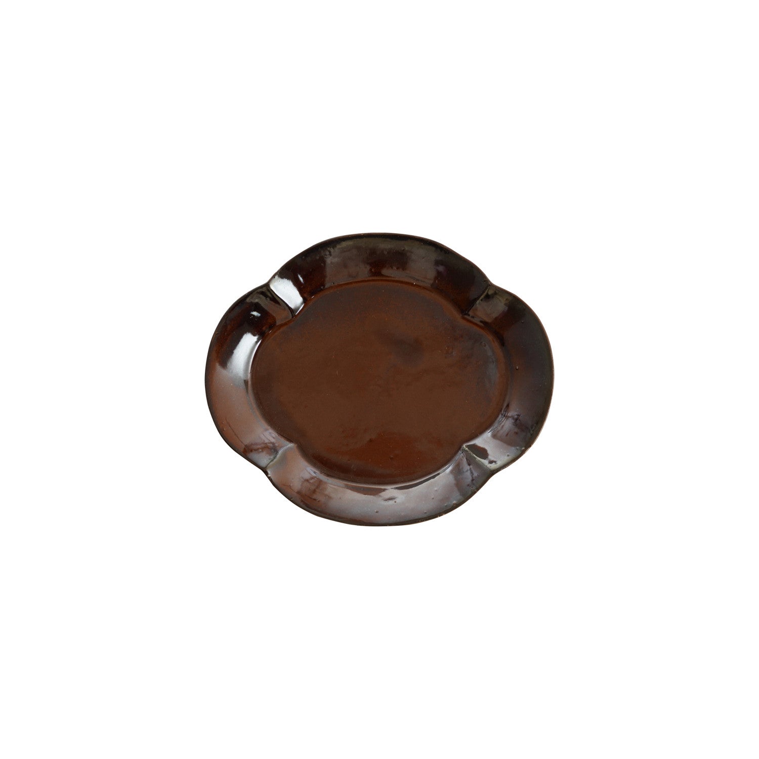 Round Brown Scalloped Plate