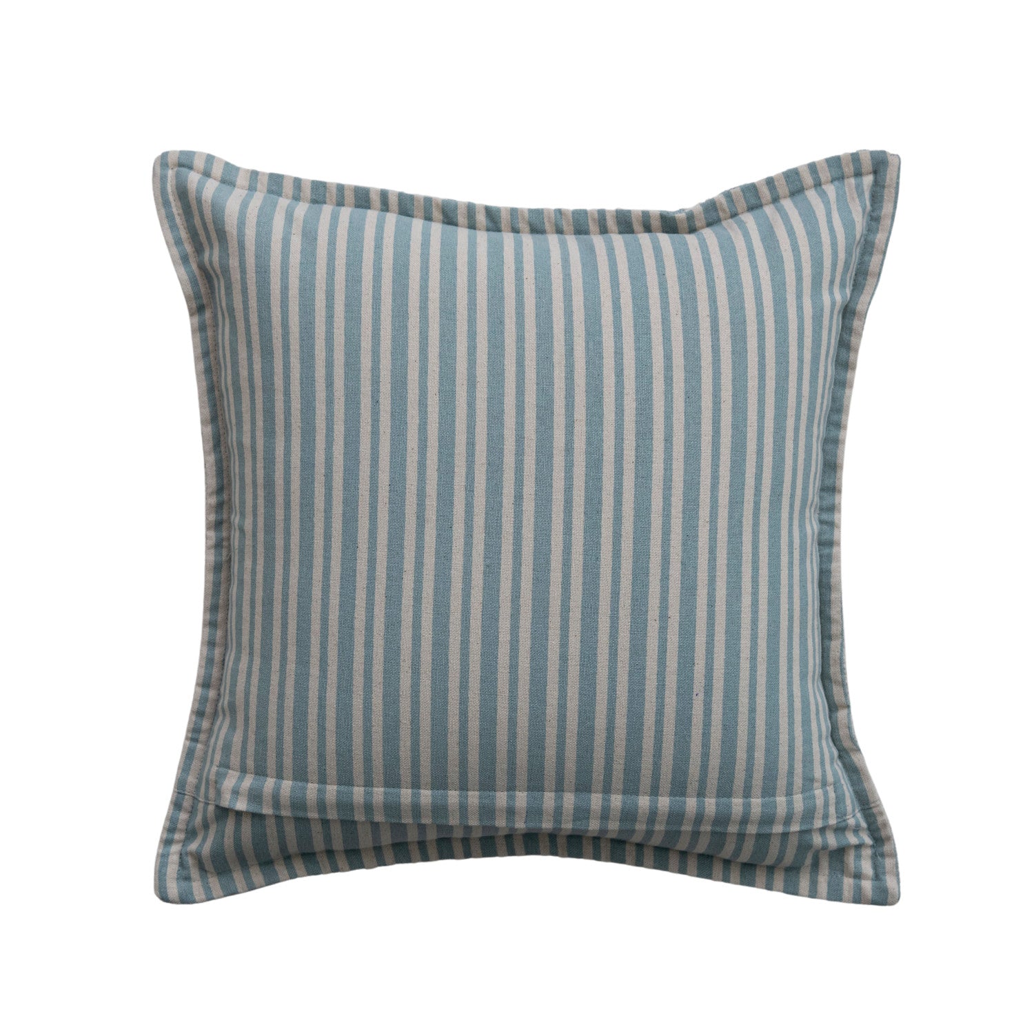 Cotton Printed Striped Pillow with Hand-Embroidery