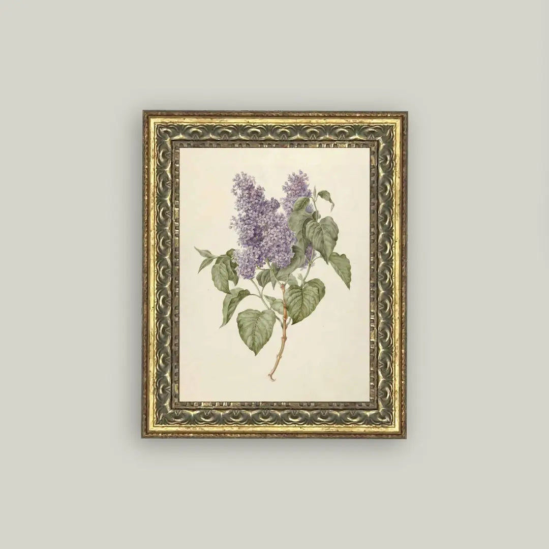 Floral Print Framed Antique Art