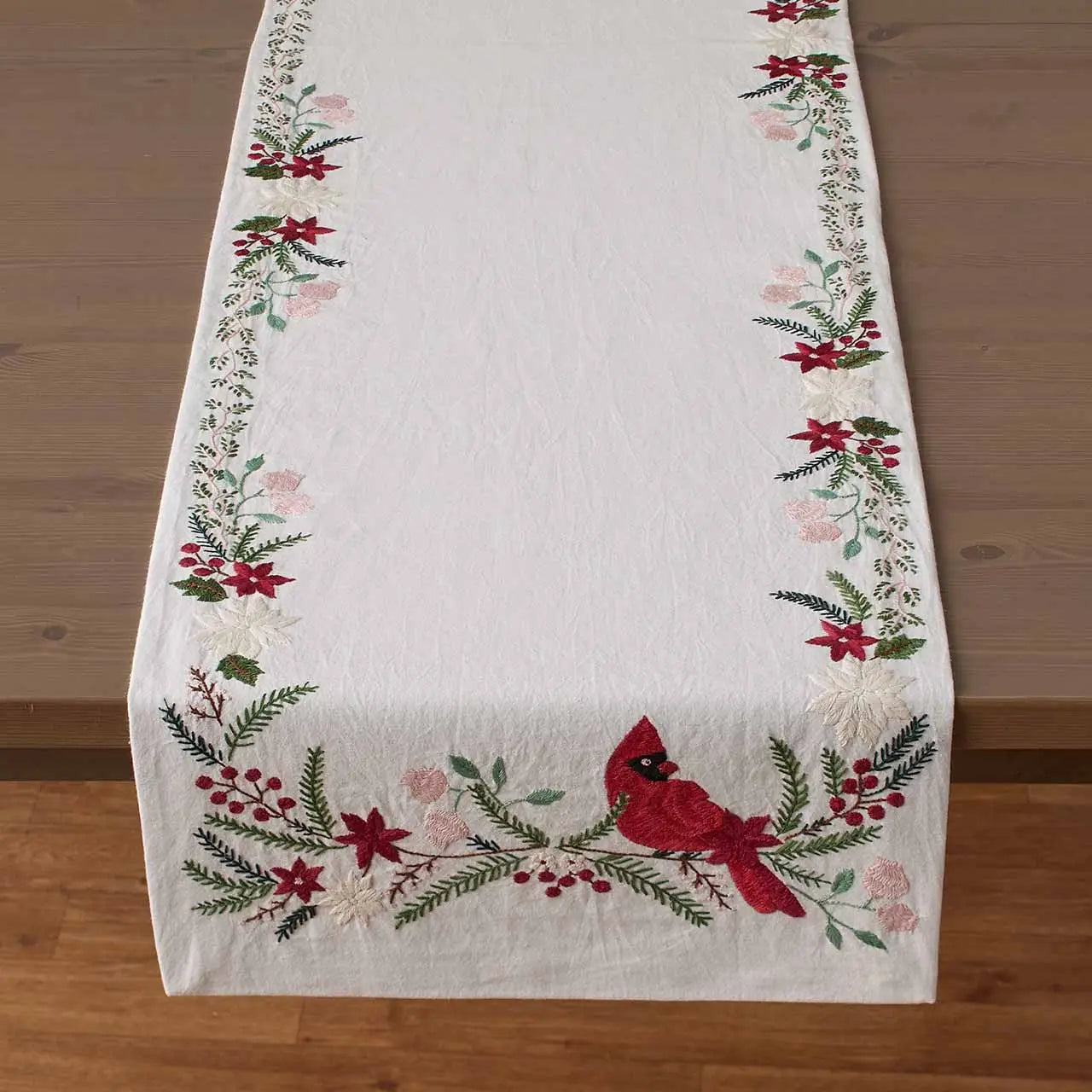 Cardinal Embroidered Table Runner