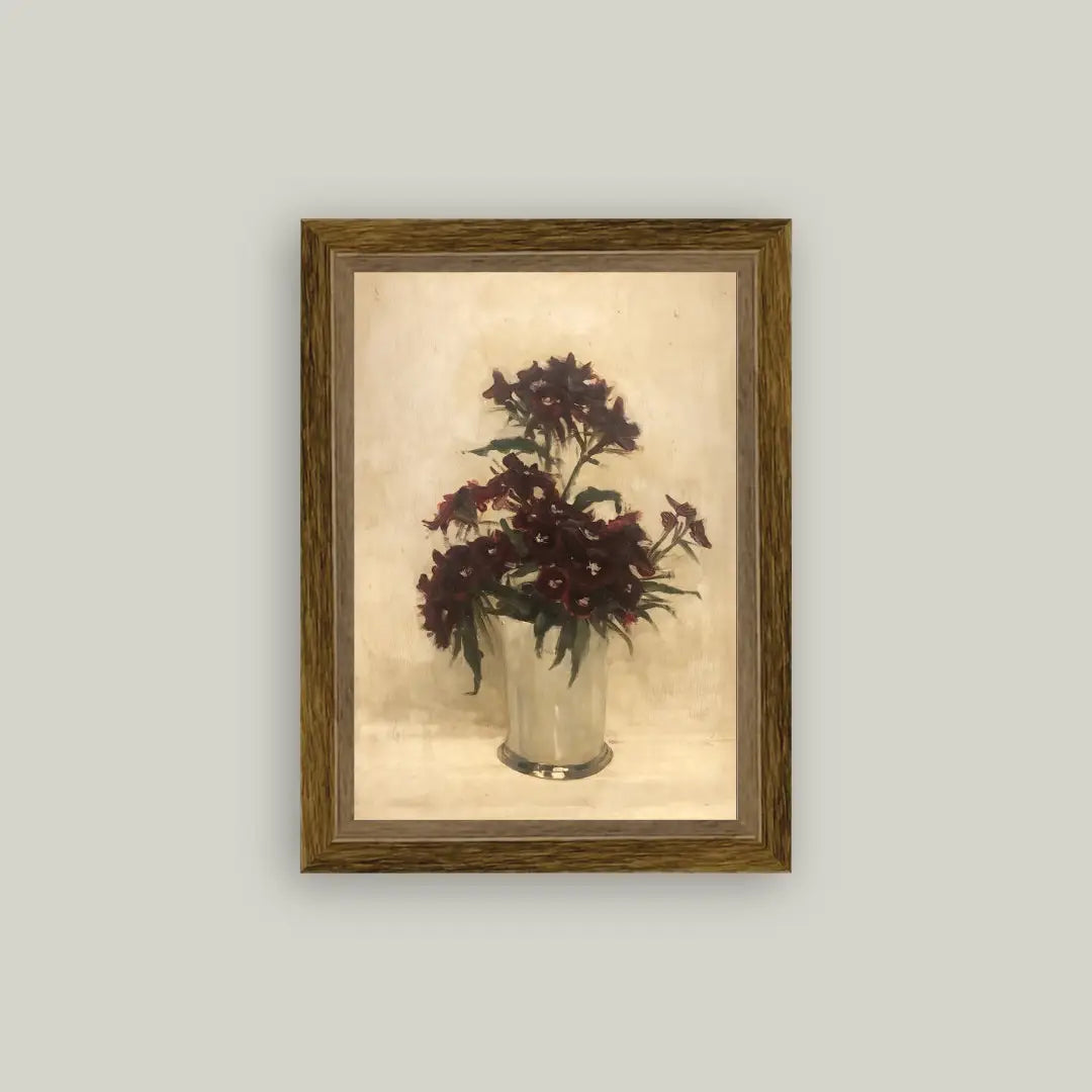 Floral Print Framed Antique Art