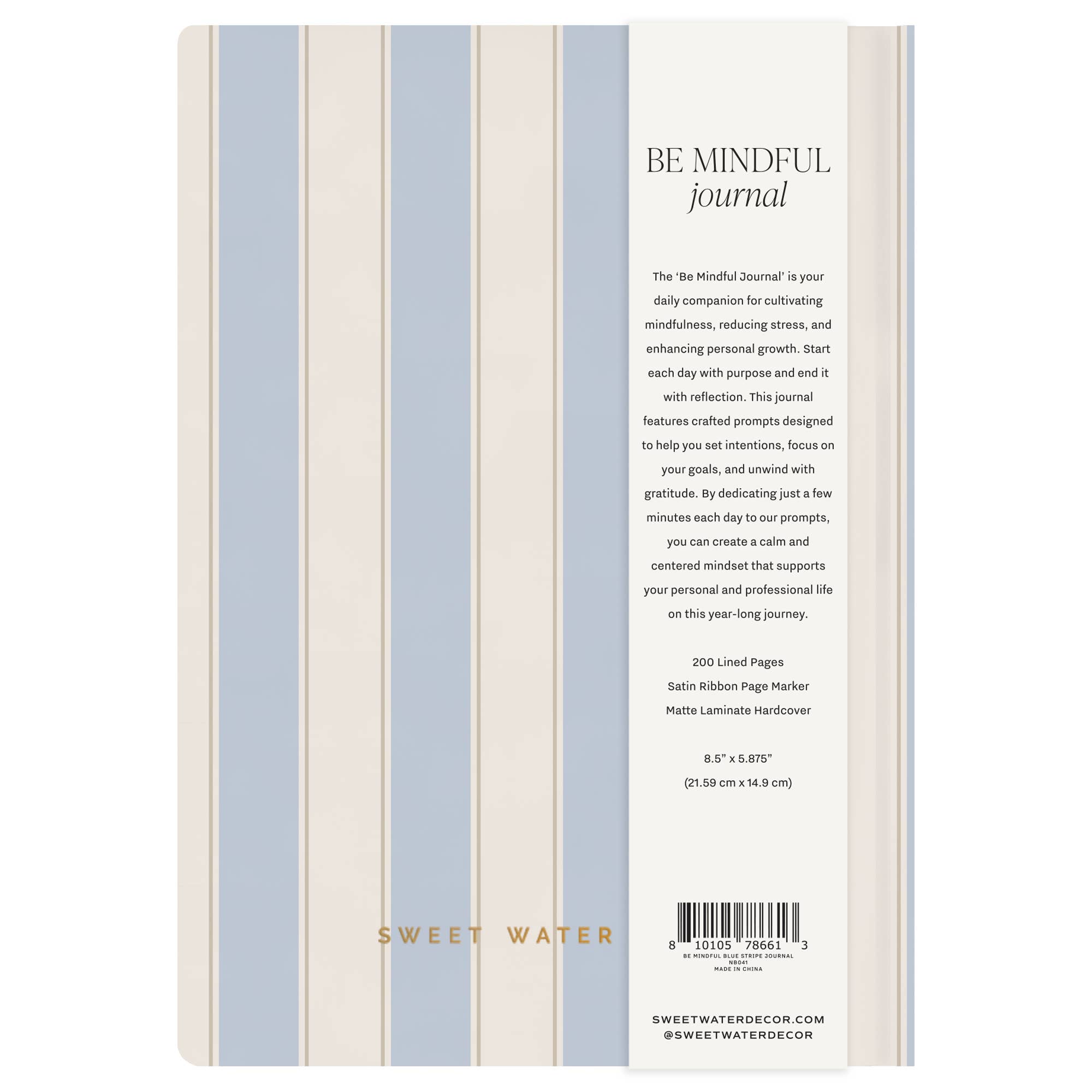 Be Mindful Prompted Journal - Blue Stripe