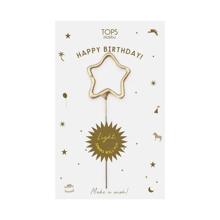 Mini 4" Gold Star Sparkler Birthday Card