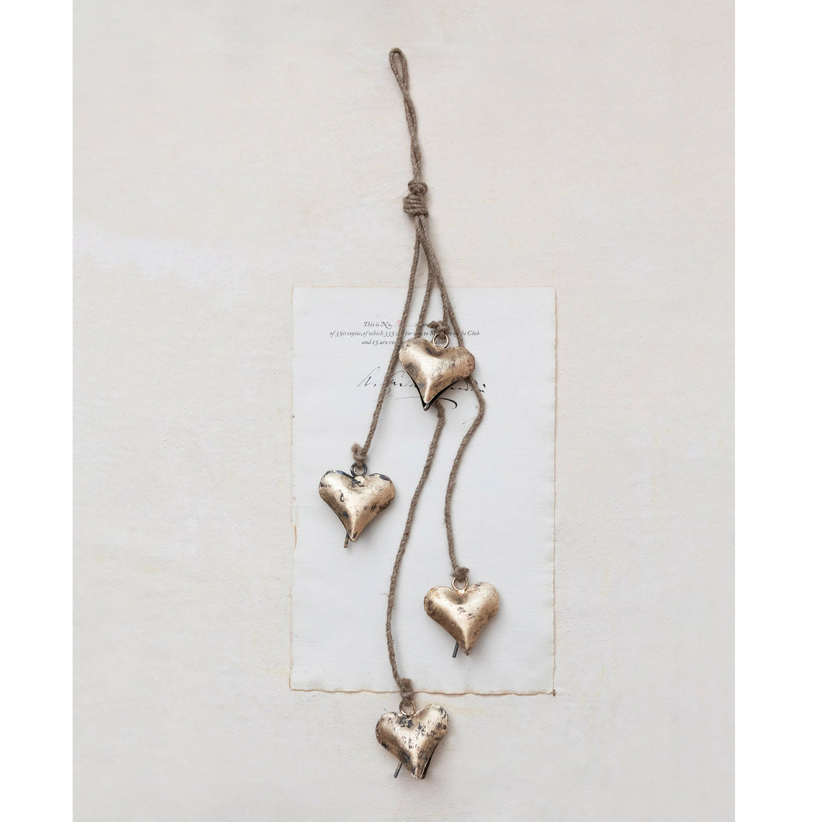Metal Hearts on Jute Rope