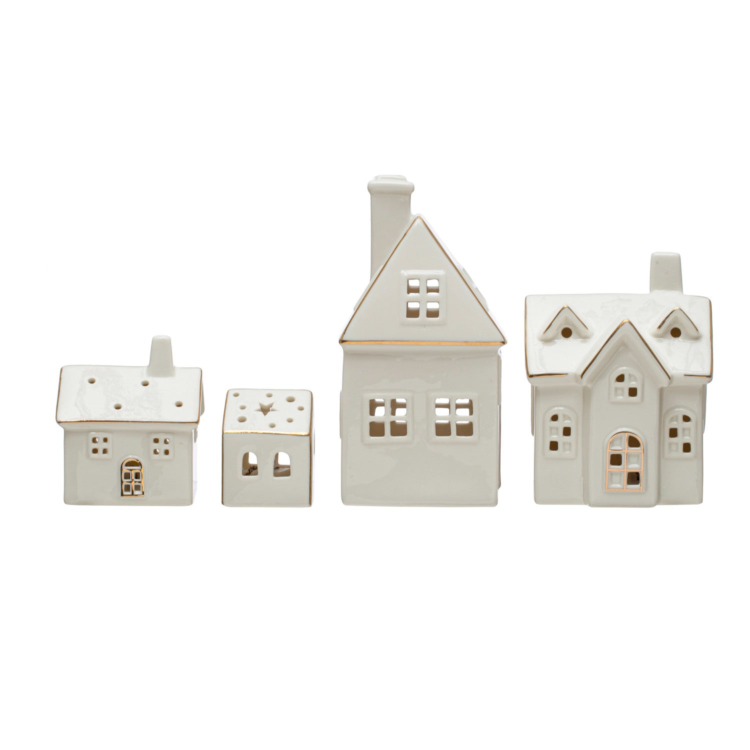 Stoneware Home with  LED Lights & Gold Electroplating