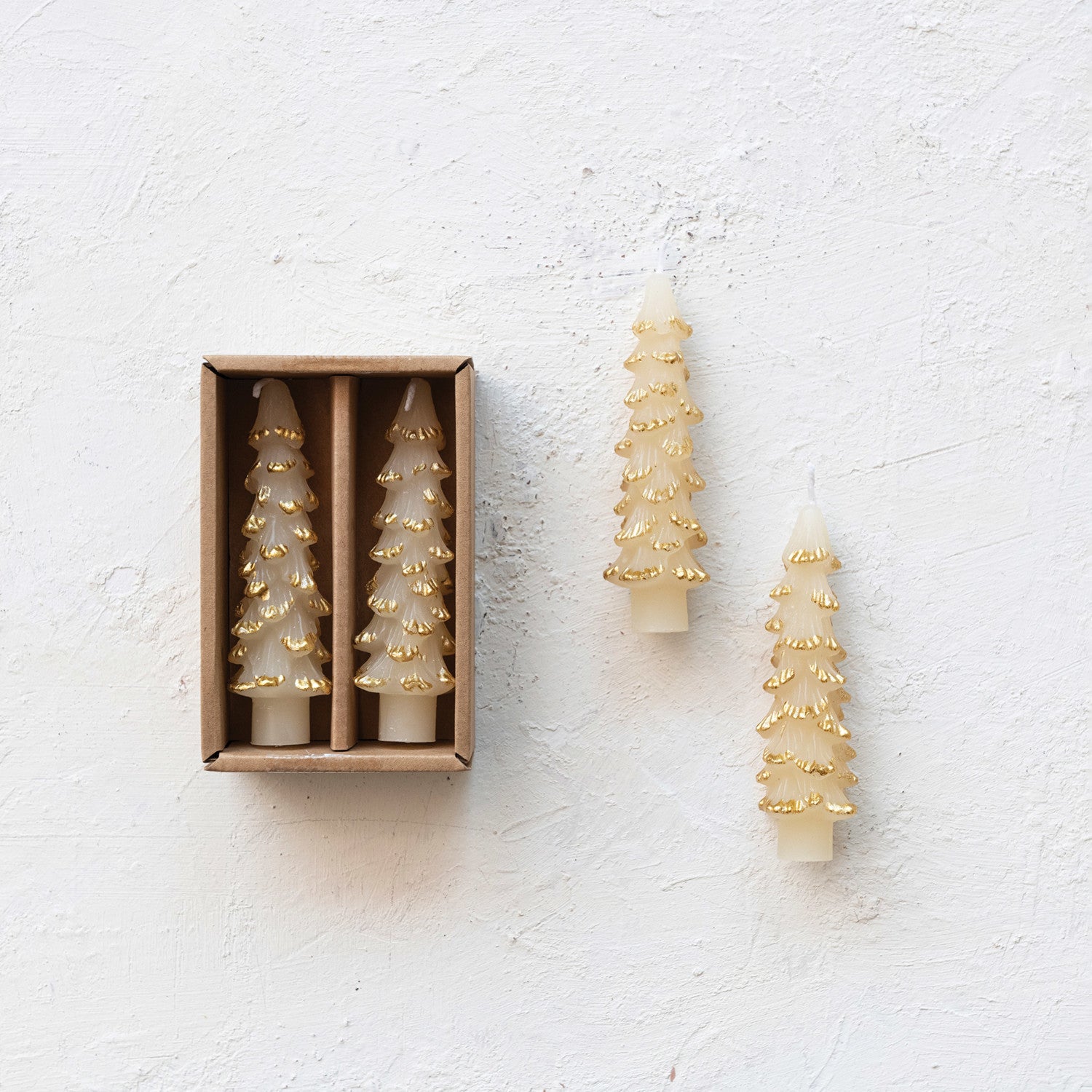 Tree Shaped Taper Candles Set of 2