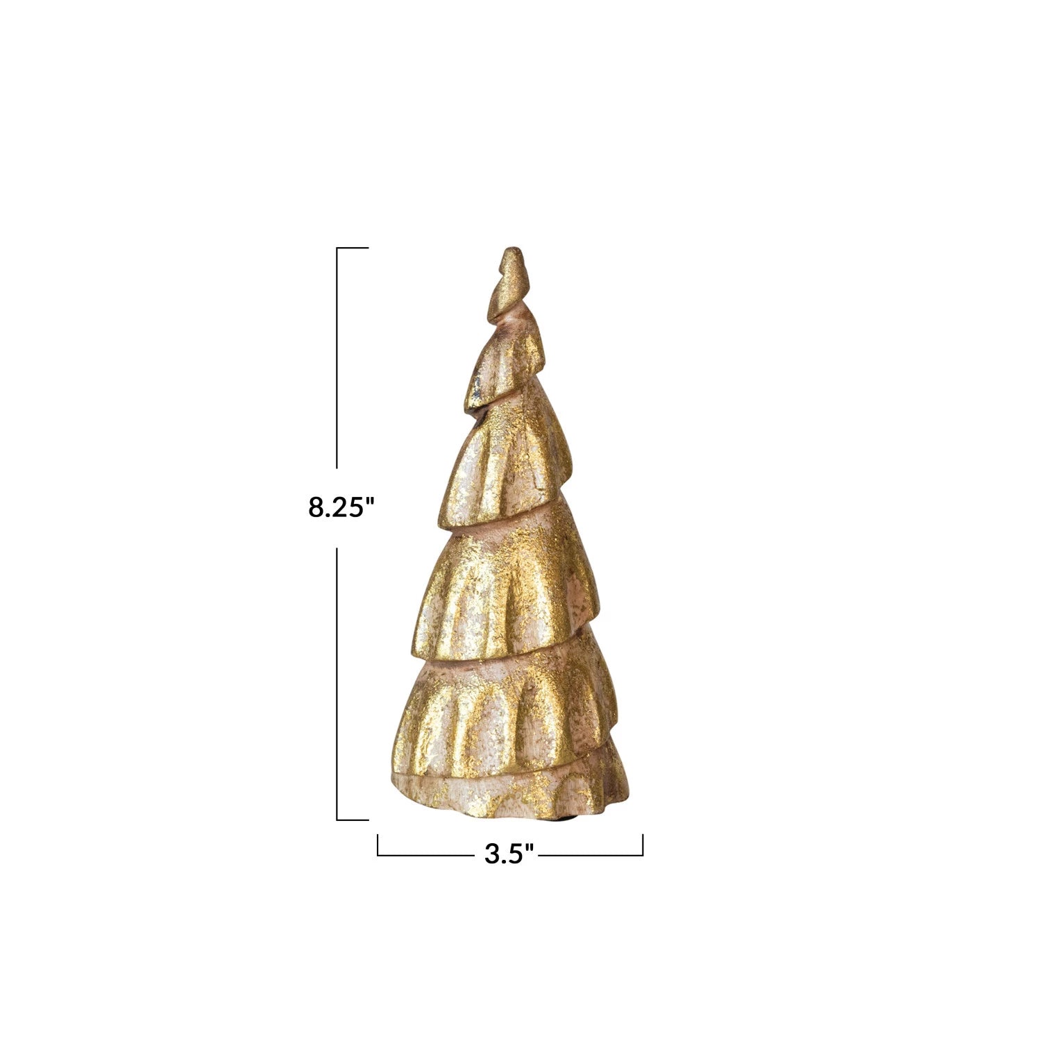 Swirl Carved Mango Wood Tree, Rubbed Gold Foil Finish