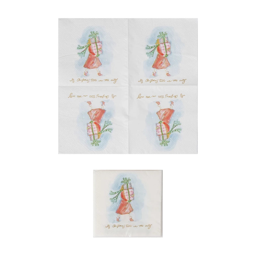 Paper Cocktail Napkins - Holiday Girl