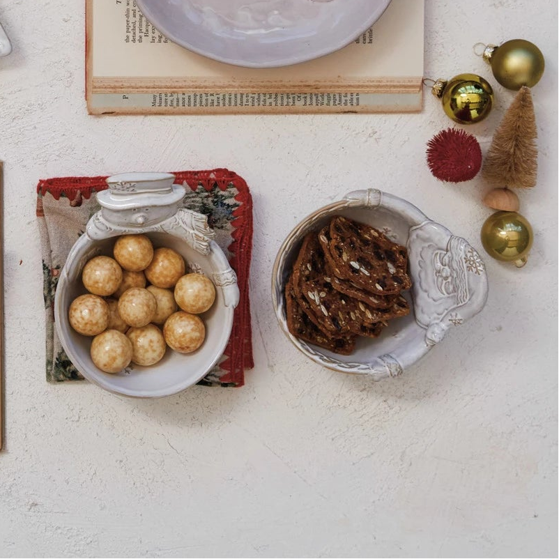 Stoneware Santa/Snowman Shaped Bowl