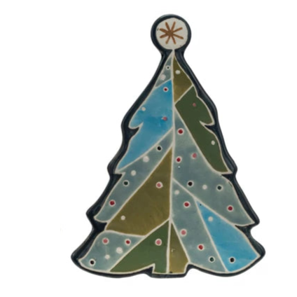 Hand-Painted Stoneware Tree Shaped Plate with Wax Relief, 3 Styles