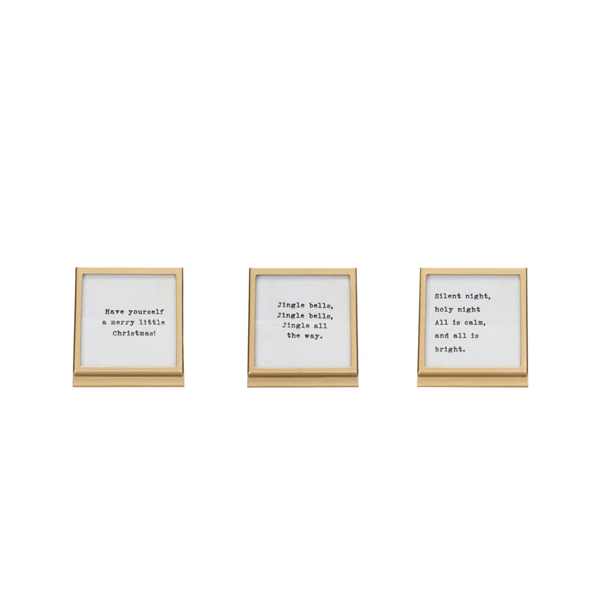 Metal & Glass Frame with Easel & Saying, 3 Styles