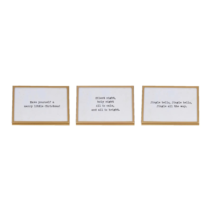 Metal & Glass Frame with Easel & Saying, Gold Finish, 3 Styles