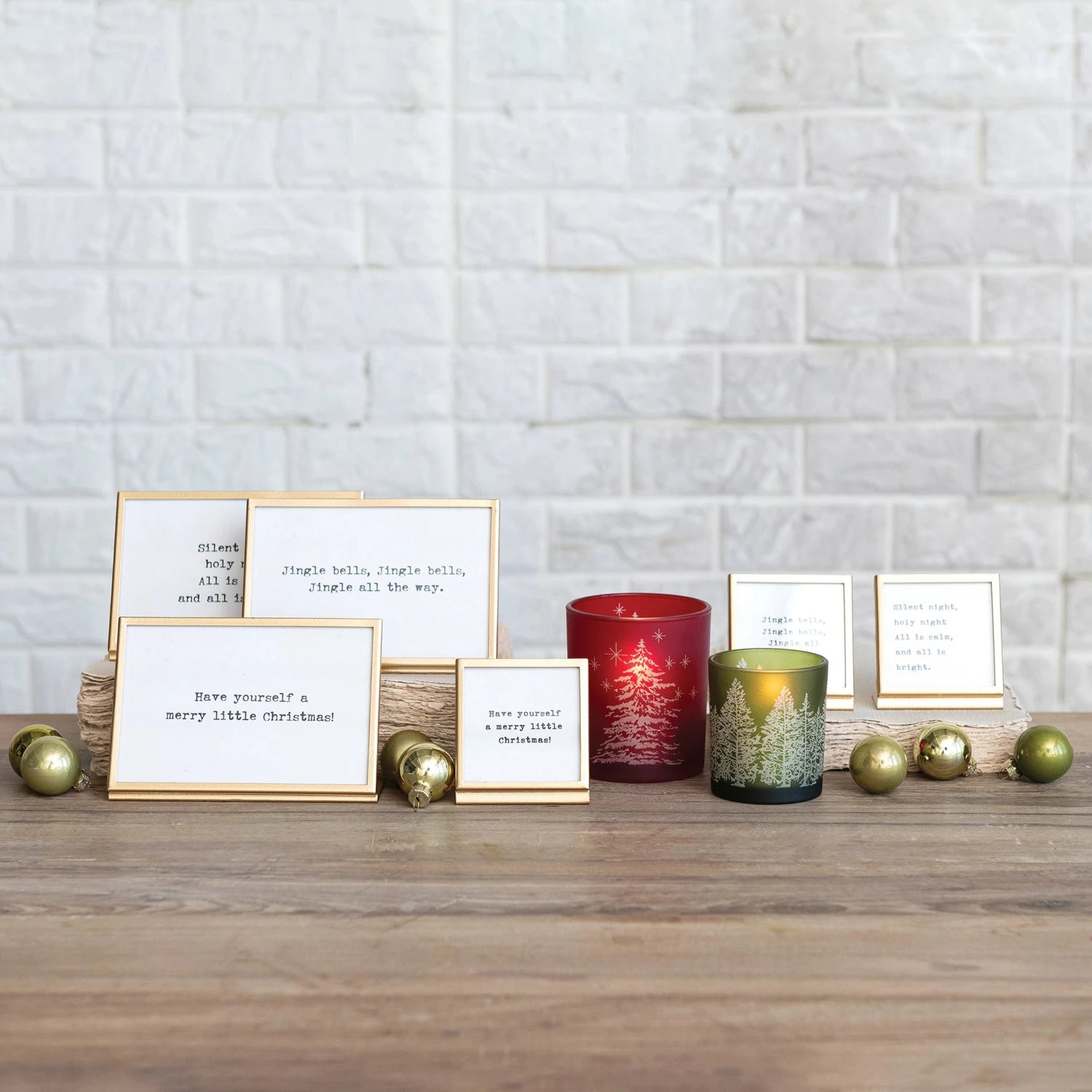 Metal & Glass Frame with Easel & Saying, Gold Finish, 3 Styles
