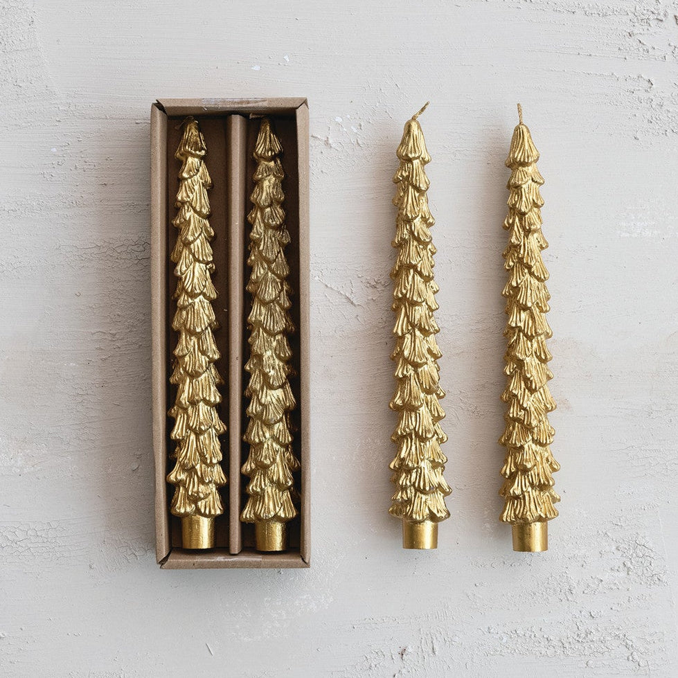 Unscented Tree Shaped Taper Candles, Set of 2