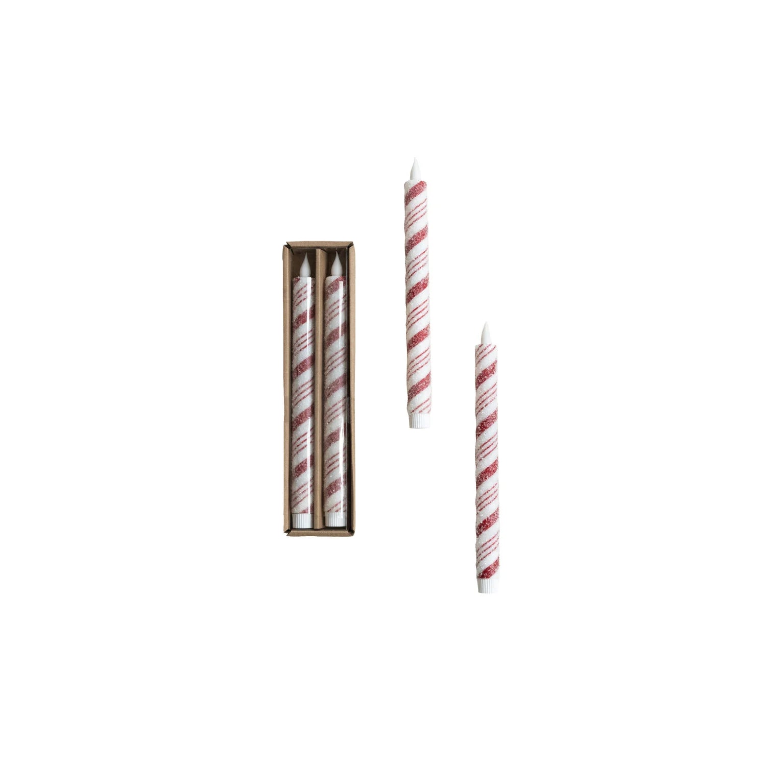Candy Cane Flameless LED Taper Candles