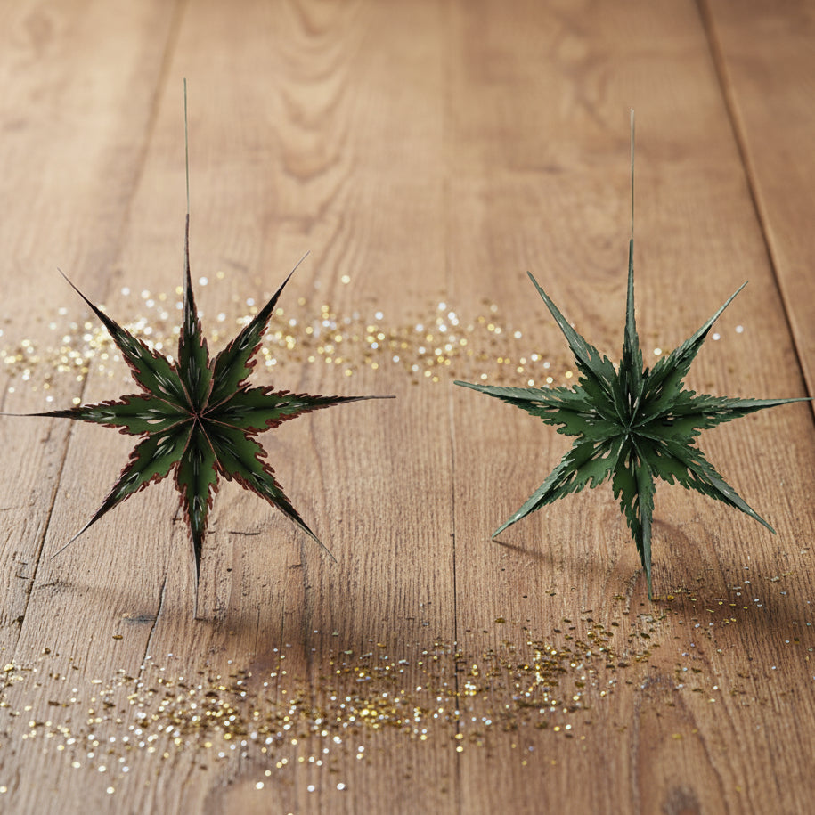 Handmade Folding Snowflake Ornament with Glitter Edge