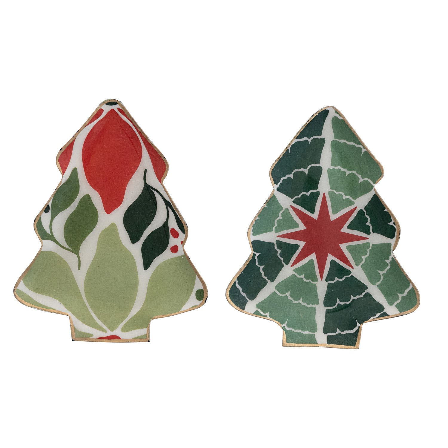 Enameled Metal Tree Shaped Tray
