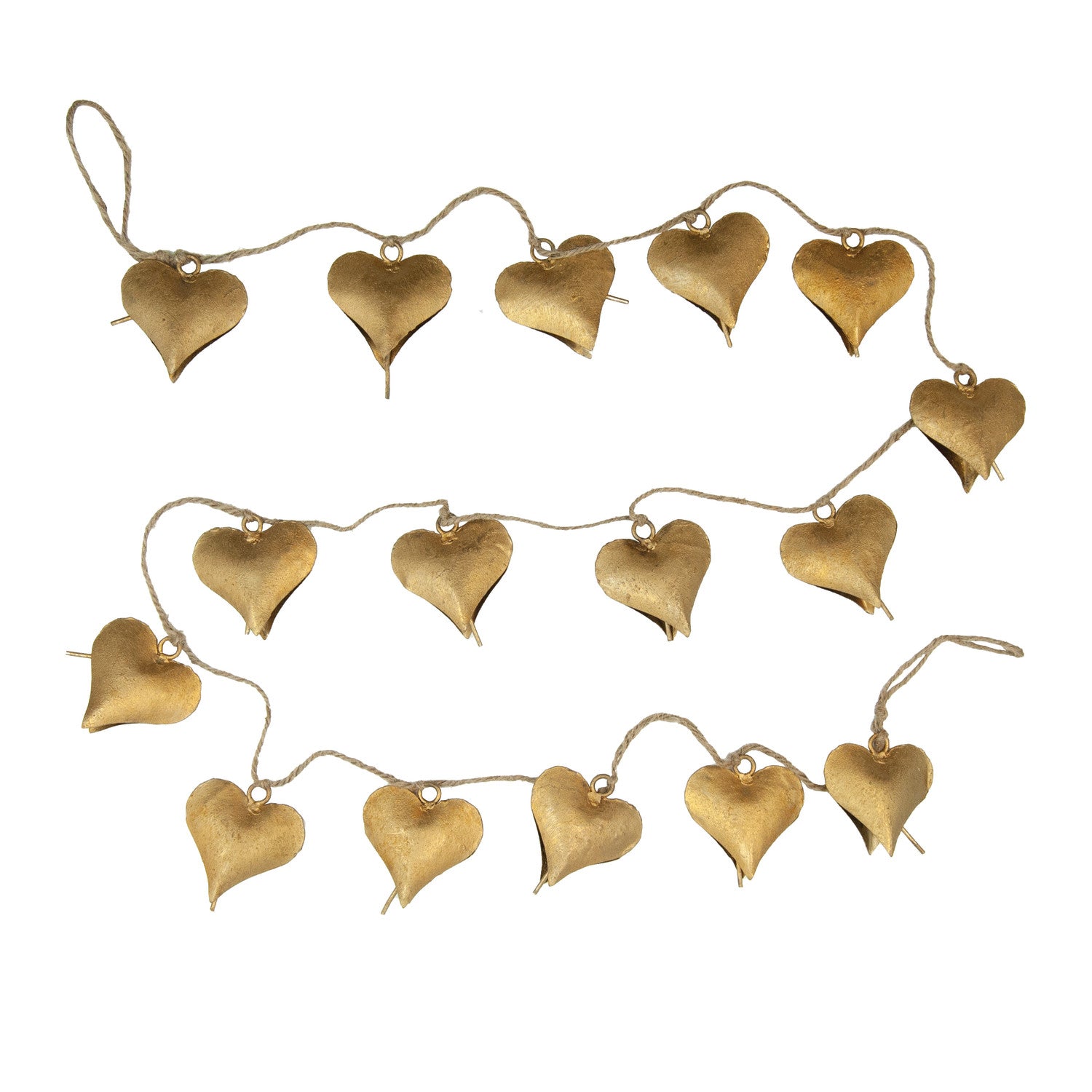 Heart Shaped Bell Garland with Jute Cord