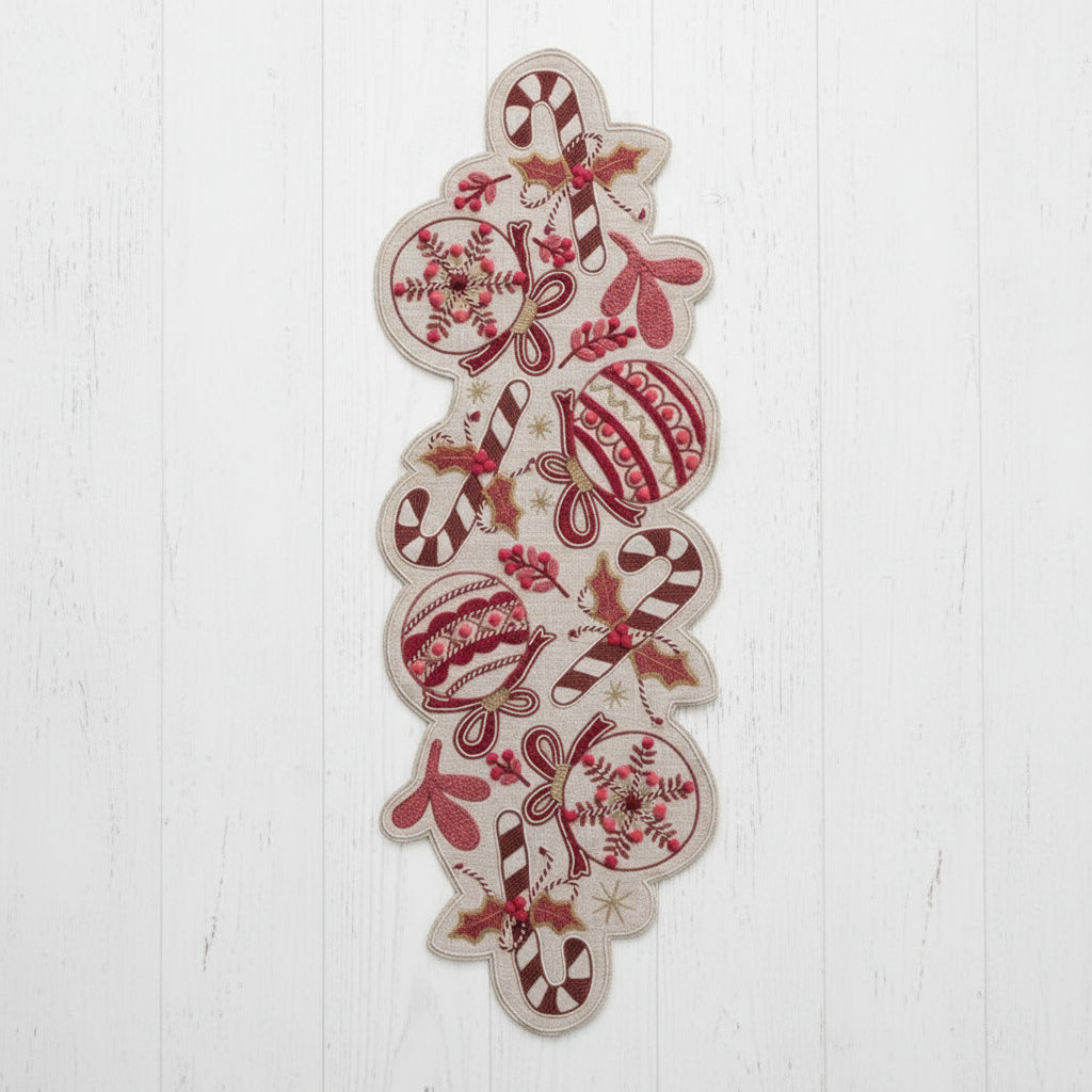 Hand-Embroidered Slub Table Runner