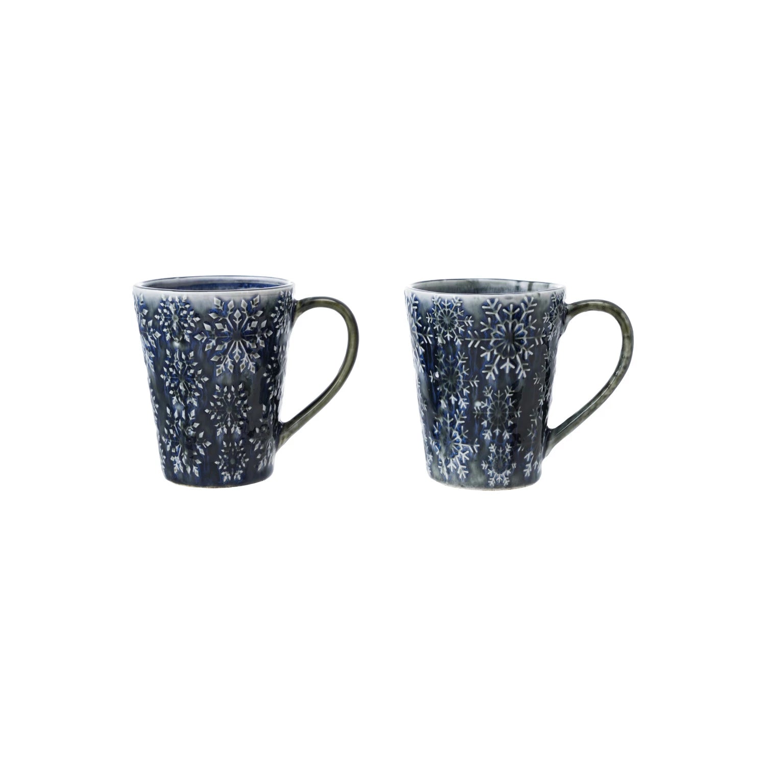 Debossed Snowflake Stoneware Mug, 2 Styles
